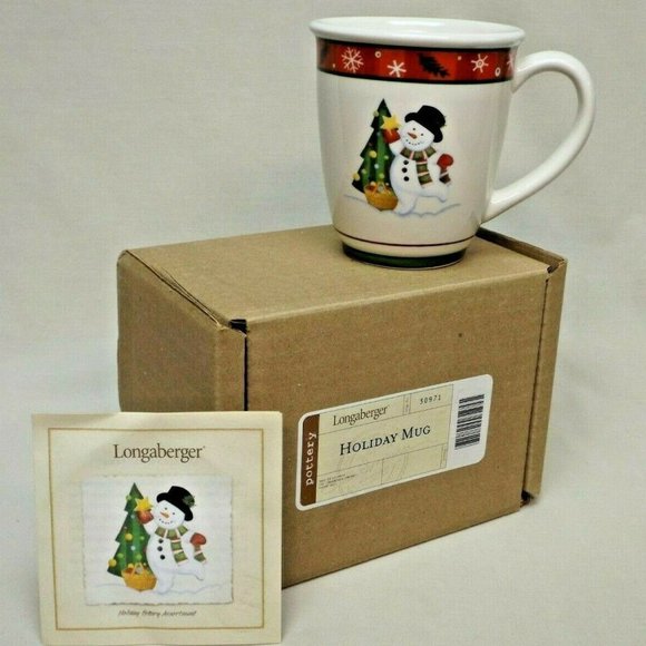 Longaberger Pottery Holiday Mug with Bluster the Snowman in Original Box - Picture 1 of 12
